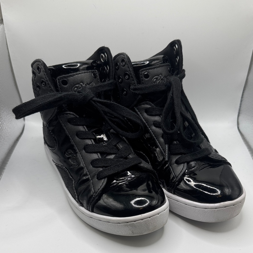 Pastry Black Glitter Patent High-Top Sneakers Hip Hop Child Sz 1
